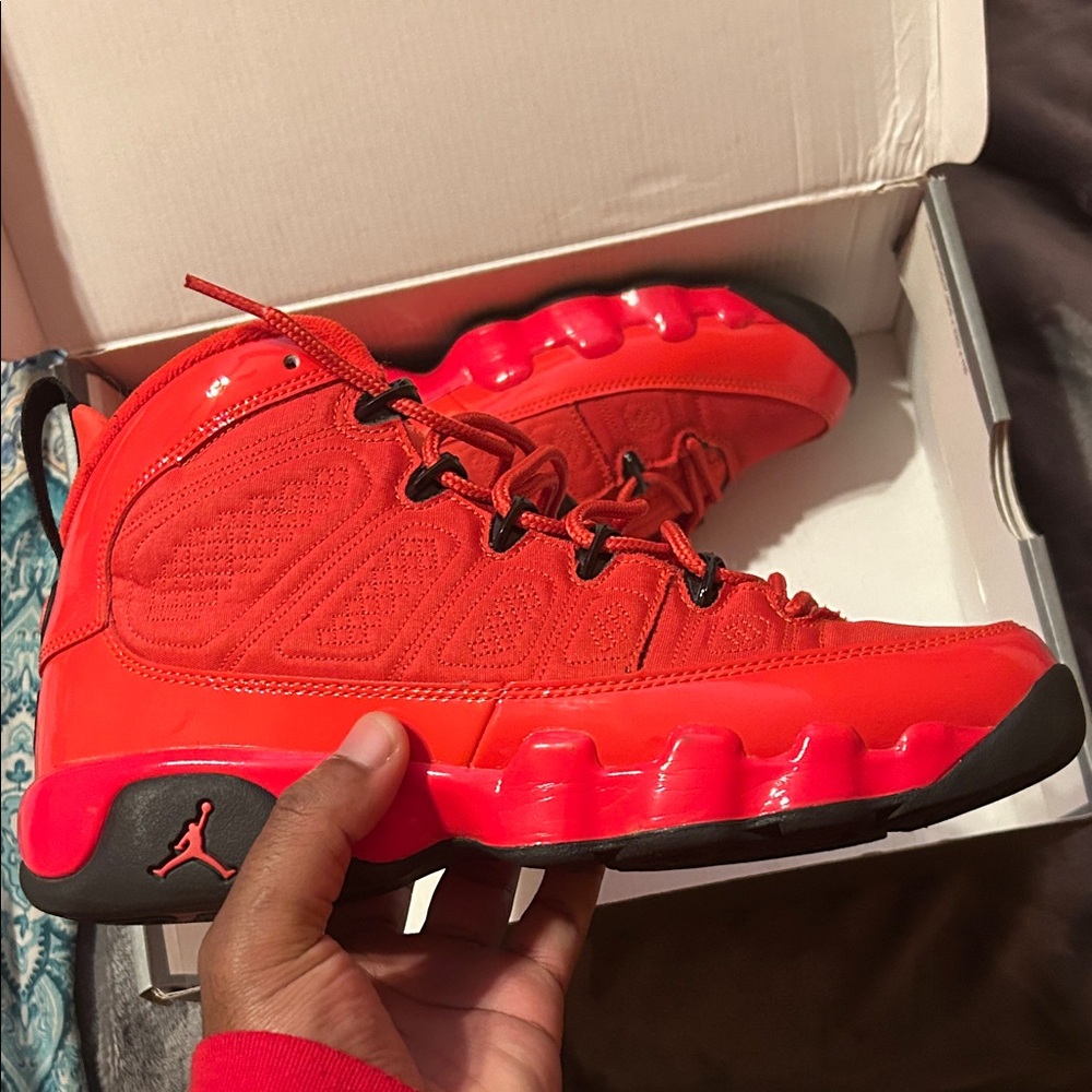 Jordan Kids Red High-Top Sneakers with Black Accents